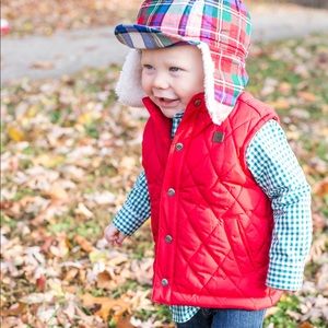 Janie and jack bright red puffer vest lined boys